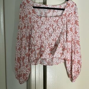 Floral Pink and White Women's Top